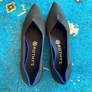 Rothy's The Point Black Flat ballet shoe women's 8 worn 3x great condition